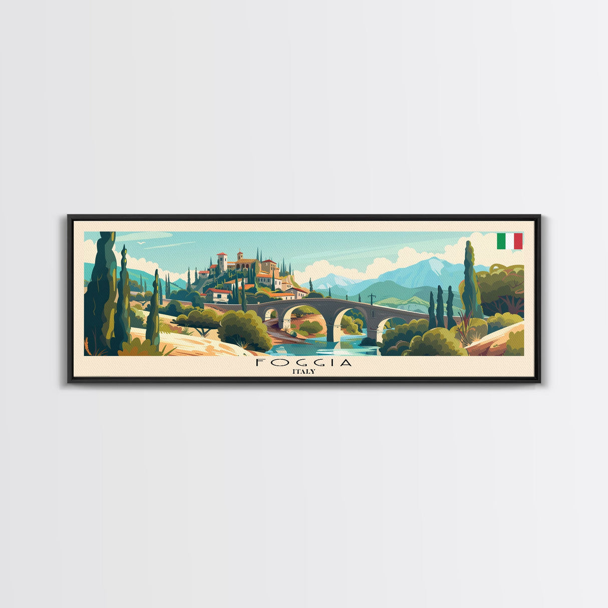 Foggia Italy Wall Art, Panoramic Travel Poster, Panoramic Framed Canvas Print, City Wall Art, Wall Hanging Home Decor, Travel Art