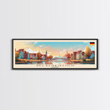 Gelsenkirchen Germany Panoramic Travel Poster, Framed Canvas Print or Metal Wall Art, Travel Art, Home Decor, Panoramic Painting, Midcentury Art