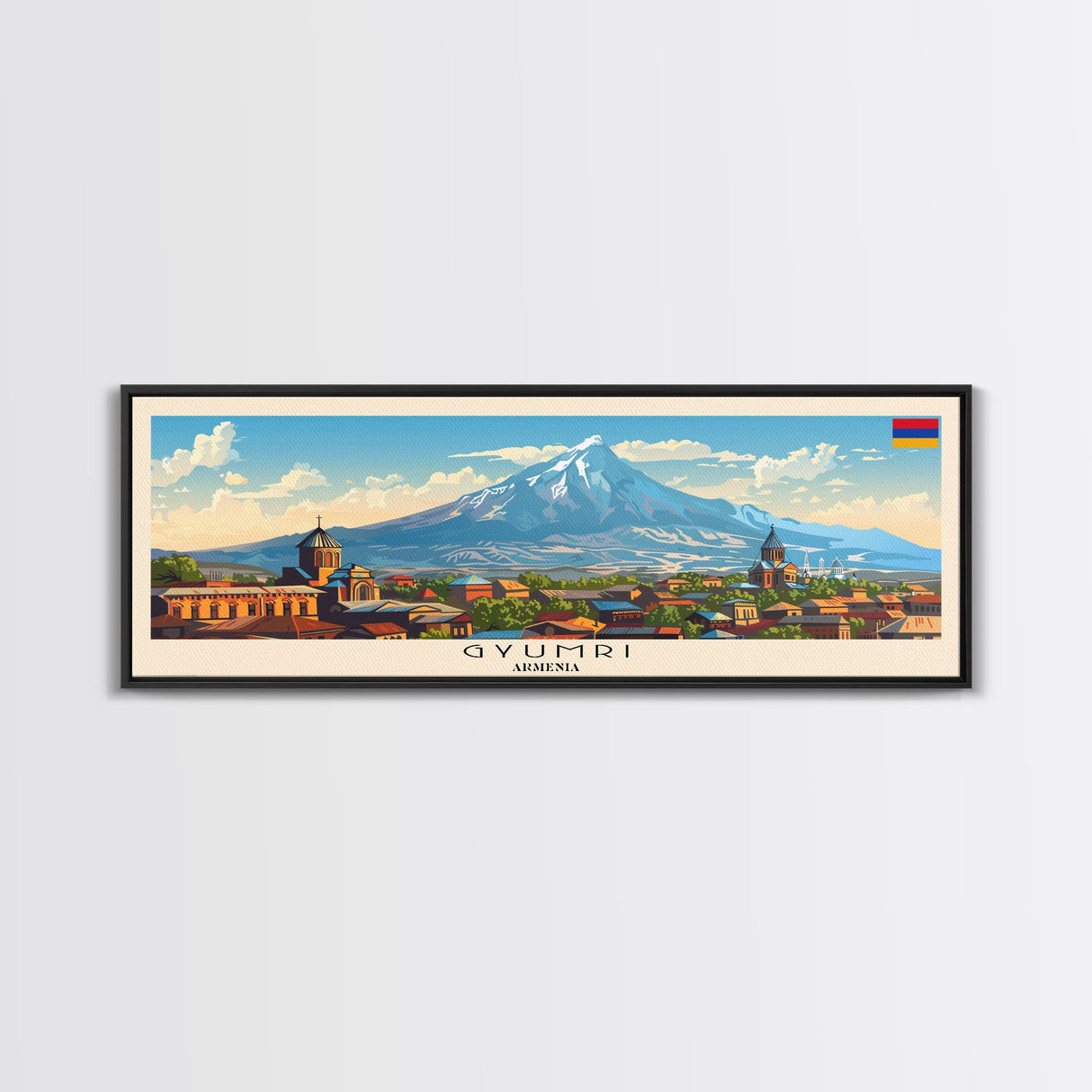 Gyumri Armenia Travel Print Wall Art, Panoramic City Art, Travel Art, Wall Decor, Vacation Gift, Framed Canvas Print Or Metal Art