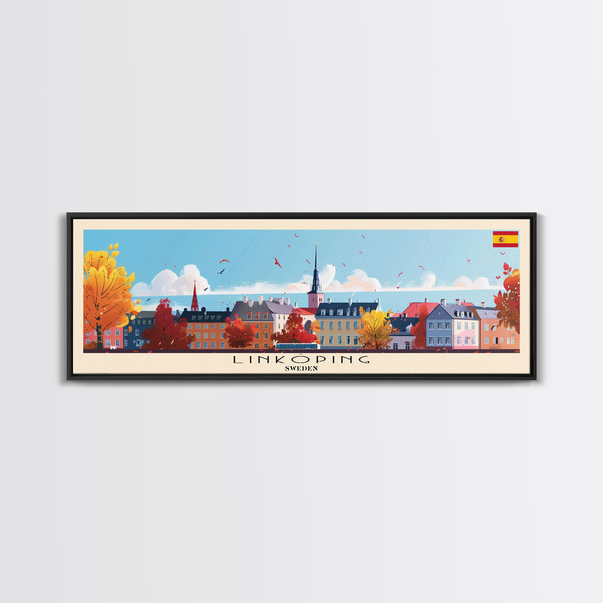 Linkoping Sweden Travel Art, City Art, Framed Canvas Print or Metal Wall Art, Europe Travel Poster, Panoramic Wall Art, Extra Wide Wall Art