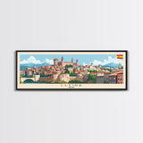 Lleida Spain Travel Print Wall Art, Panoramic City Art, Travel Art, Wall Decor, Vacation Gift, Framed Canvas Print Or Metal Art