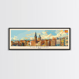 Logrońo Spain Travel Art, City Art, Framed Canvas Print or Metal Wall Art, Europe Travel Poster, Panoramic Wall Art, Extra Wide Wall Art