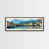 Lucerne Switzerland Travel Art, City Art, Framed Canvas Print or Metal Wall Art, Europe Travel Poster, Panoramic Wall Art, Extra Wide Wall Art