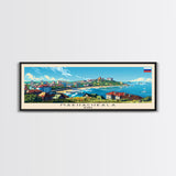 Makhachkala Russia Travel Art, City Art, Framed Canvas Print or Metal Wall Art, Europe Travel Poster, Panoramic Wall Art, Extra Wide Wall Art