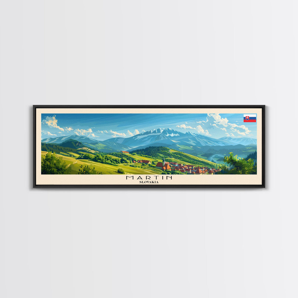 Martin Slovakia Travel Art, City Art, Framed Canvas Print or Metal Wall Art, Europe Travel Poster, Panoramic Wall Art, Extra Wide Wall Art