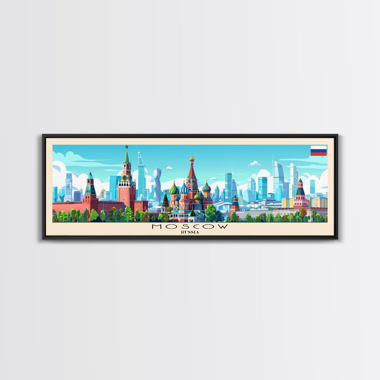 Moscow Russia Travel Print Wall Art, Panoramic City Art, Travel Art, Wall Decor, Vacation Gift, Framed Canvas Print Or Metal Art