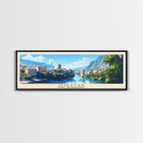 Mostar Bosnia Travel Art, City Art, Framed Canvas Print or Metal Wall Art, Europe Travel Poster, Panoramic Wall Art, Extra Wide Wall Art