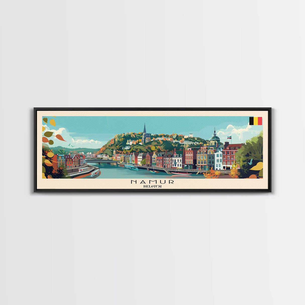 Namur Belgium Wall Art, Panoramic Travel Poster, Panoramic Framed Canvas Print, City Wall Art, Wall Hanging Home Decor, Travel Art