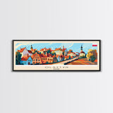 Olsztyn Poland Panoramic Travel Poster, Framed Canvas Print or Metal Wall Art, Travel Art, Home Decor, Panoramic Painting, Midcentury Art