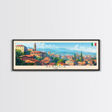 Perugia Italy Panoramic Travel Poster, Framed Canvas Print or Metal Wall Art, Travel Art, Home Decor, Panoramic Painting, Midcentury Art