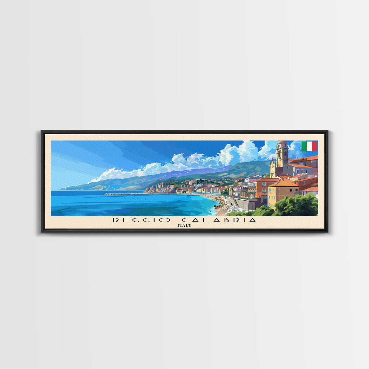 Reggio Calabria Wall Art, Panoramic Travel Poster, Panoramic Framed Canvas Print, City Wall Art, Wall Hanging Home Decor, Travel Art