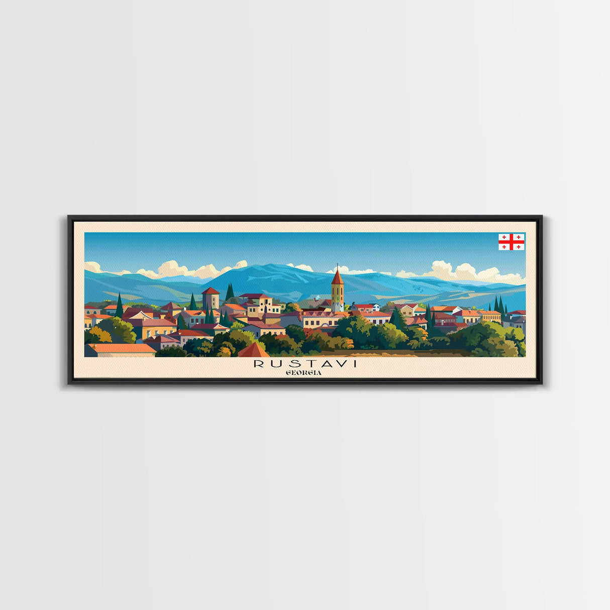 Rustavi Georgia Travel Art, City Art, Framed Canvas Print or Metal Wall Art, Europe Travel Poster, Panoramic Wall Art, Extra Wide Wall Art