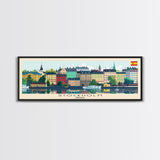 Stockholm Sweden Travel Art, City Art, Framed Canvas Print or Metal Wall Art, Europe Travel Poster, Panoramic Wall Art, Extra Wide Wall Art