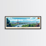 Stuttgart Germany Wall Art, Panoramic Travel Poster, Panoramic Framed Canvas Print, City Wall Art, Wall Hanging Home Decor, Travel Art