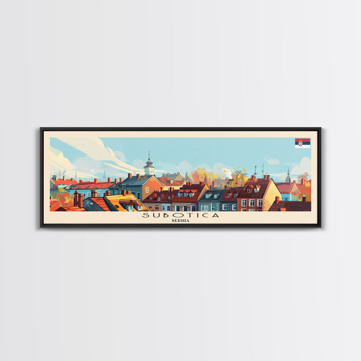 Subotica Serbia Travel Print Wall Art, Panoramic City Art, Travel Art, Wall Decor, Vacation Gift, Framed Canvas Print Or Metal Art