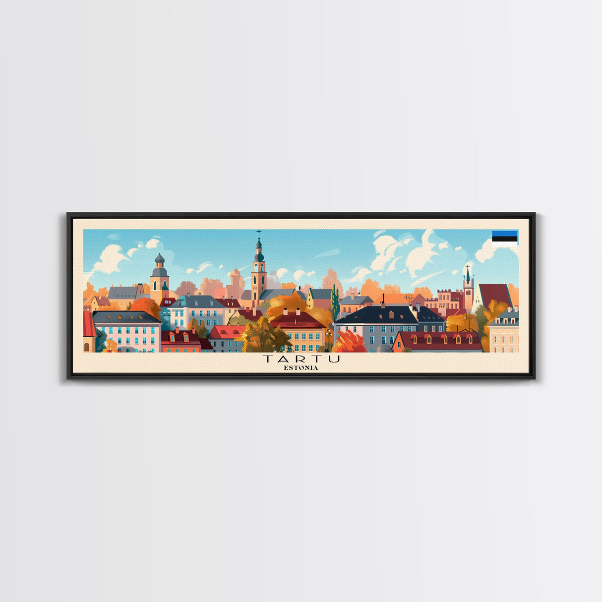 Tartu Estonia Wall Art, Panoramic Travel Poster, Panoramic Framed Canvas Print, City Wall Art, Wall Hanging Home Decor, Travel Art