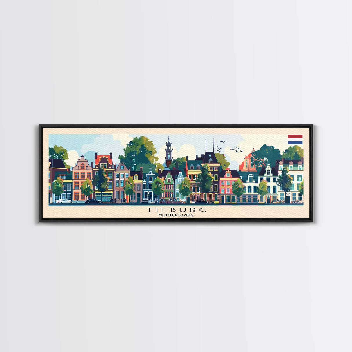 Tilburg Netherlands Wall Art, Panoramic Travel Poster, Panoramic Framed Canvas Print, City Wall Art, Wall Hanging Home Decor, Travel Art