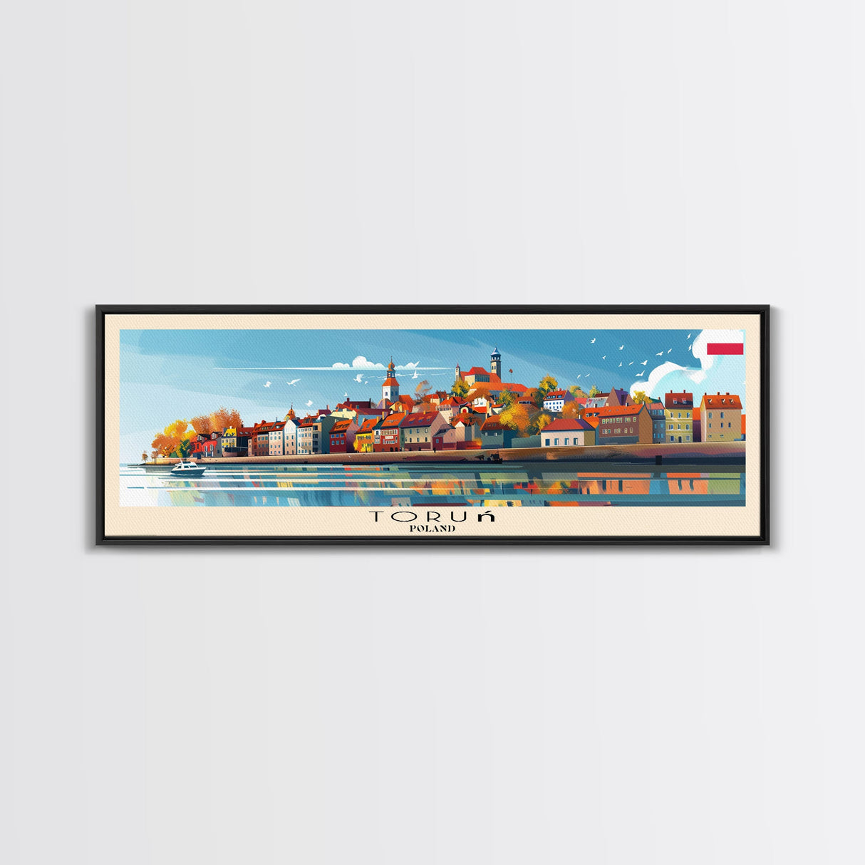 Torun Poland Travel Art, City Art, Framed Canvas Print or Metal Wall Art, Europe Travel Poster, Panoramic Wall Art, Extra Wide Wall Art