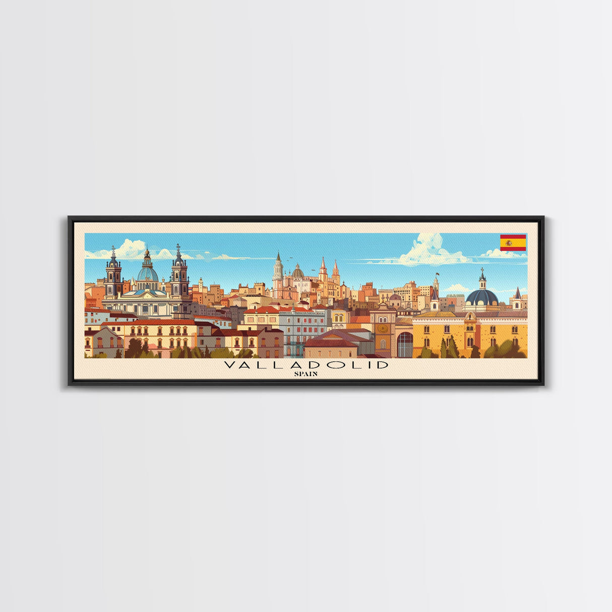 Valladolid Spain Wall Art, Panoramic Travel Poster, Panoramic Framed Canvas Print, City Wall Art, Wall Hanging Home Decor, Travel Art