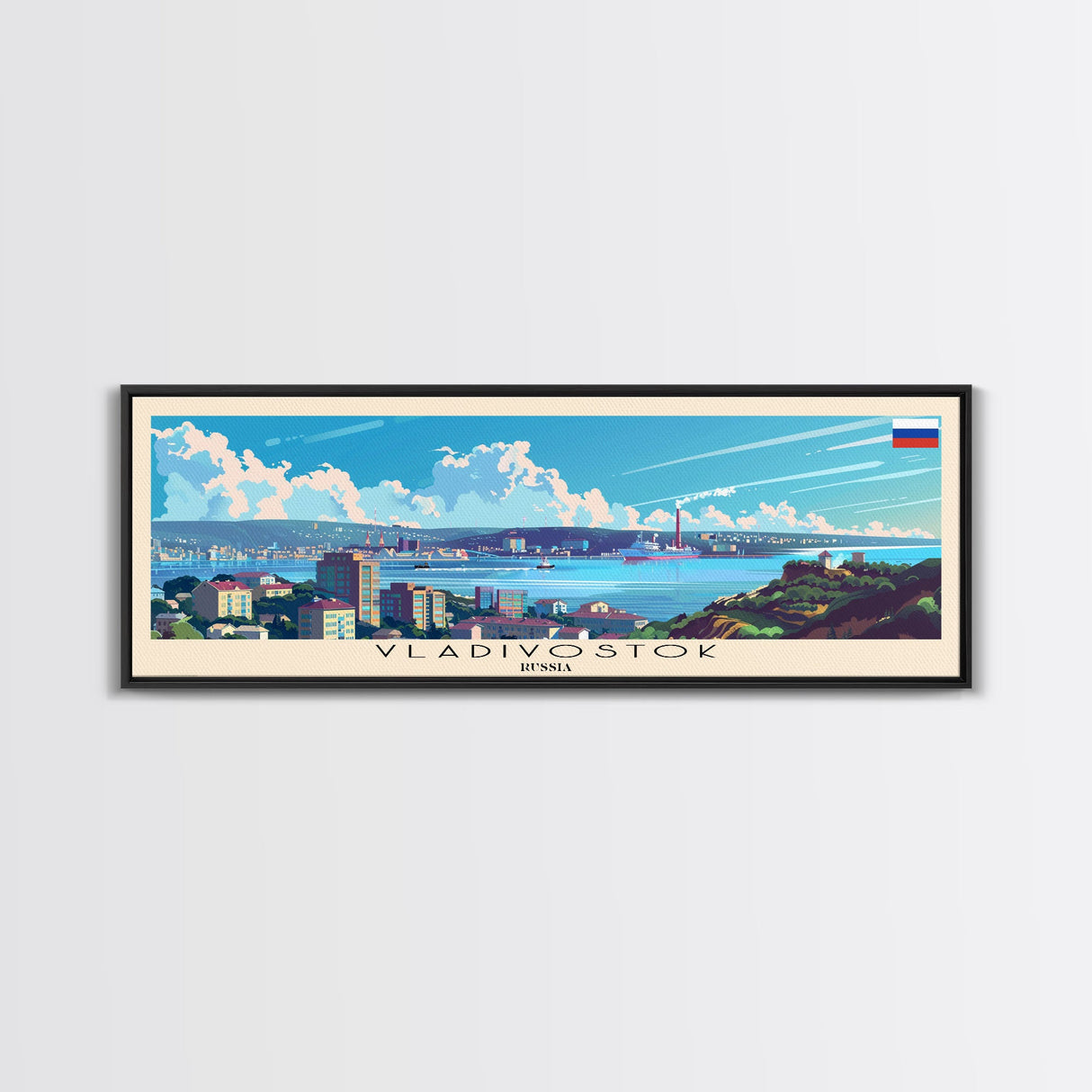 Vladivostok Russia Travel Print Wall Art, Panoramic City Art, Travel Art, Wall Decor, Vacation Gift, Framed Canvas Print Or Metal Art