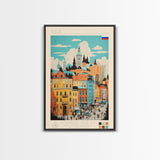 Tula Russia Travel Poster Framed Canvas Print, Midcentury Modern Art, Pop Art Wall Decor, Living Room Art, Vacation Gift