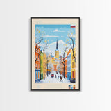 Tver Russia Travel Poster Framed Canvas Print, Midcentury Modern Art, Pop Art Wall Decor, Living Room Art, Home Decoration