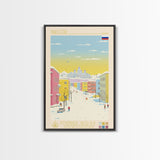 Yakutsk Russia Travel Poster Framed Canvas Print, Midcentury Modern Art, Pop Art Wall Decor, Living Room Art, Home Decoration