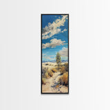 Western Mountain Landscape Canvas Painting Framed, Tall and Narrow Wall Art, Coastal Art Print for Office, Beach Landscape Art, Modern Art