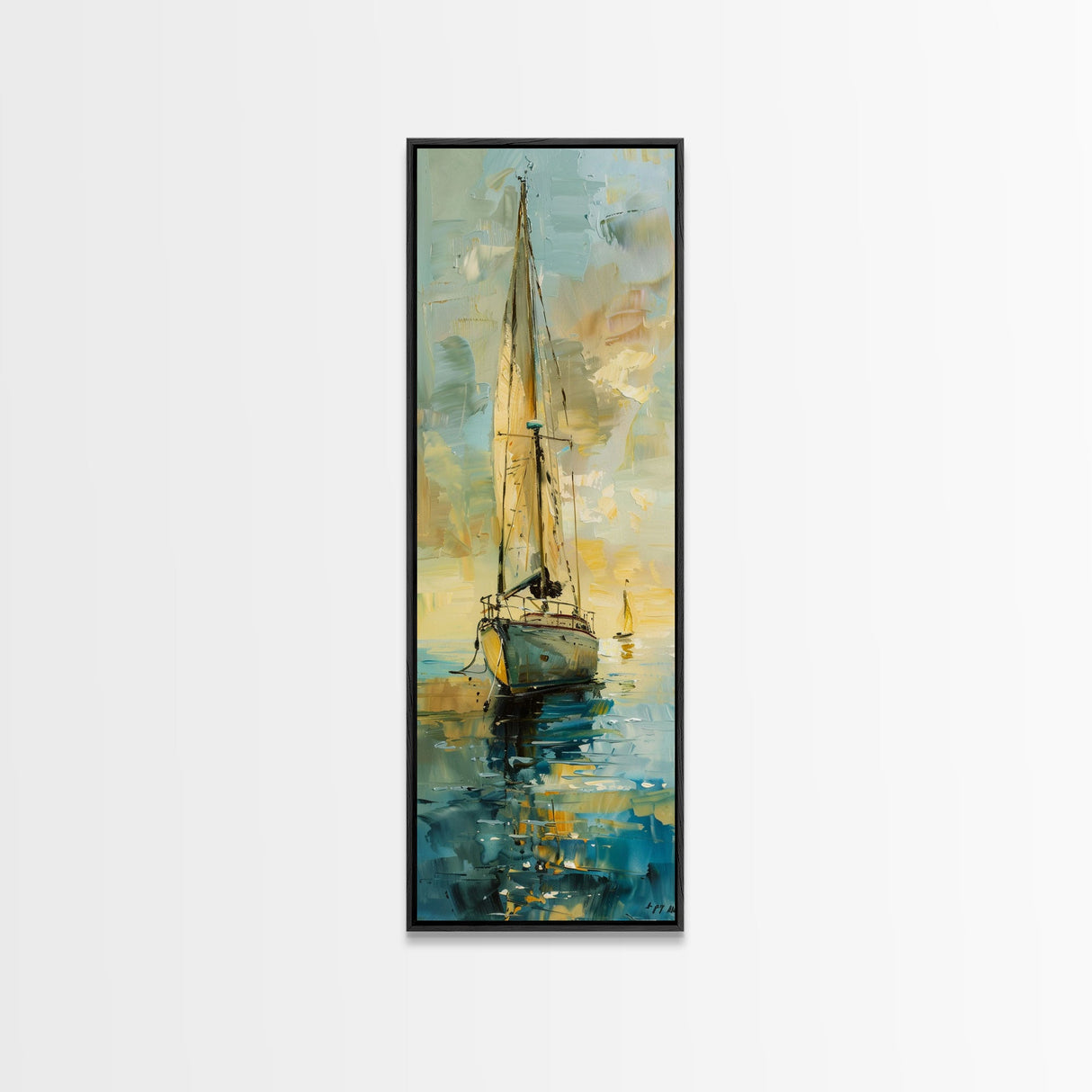 Framed Sailboat Canvas Art Print Framed, Sailboat Painting, Nautical Wall Art for Beach House, Large Wall Art Print for Him, Coastal Art