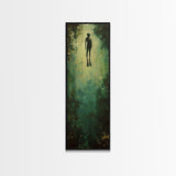 Abstract Canvas Painting of Underwater Diver, Modern Framed Wall Art, Dark Wall Art for Living Room, Tall and Narrow Wall Art Print