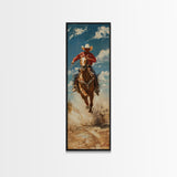 Modern Cowboy Canvas Art, Western Wall Art Framed and Printed, Horse Painting, Impasto Style Canvas Wall Art, Oversized Office Art for Him