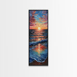 Ocean Sunset Canvas Print - Framed Canvas Print, Skinny Tall Art, Coastal Landscape Wall Art, Living Room Decor, Sunset Painting for Home