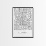 Columbus Street Map, Ohio Map, City Map Art, Minimalist Art, Wall Art, Canvas Print, Canvas Wall Art, Travel Decor, Office Wall Art
