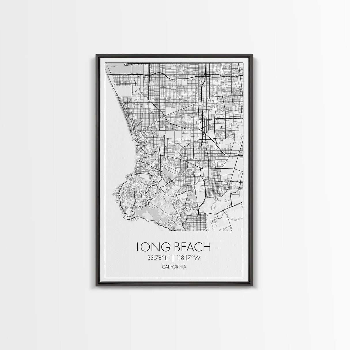 Long Beach Street Map, California Map, City Map Art, Modern Art, Wall Art, Canvas Print, Adventure Wall Art, Home Office Art, Gift For Him