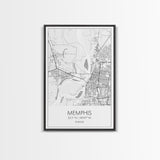 Memphis Street Map, Tennessee Map, City Map Art, Modern Art, Wall Art, Canvas Print, Music Room Décor, Housewarming Gift, Travel Art
