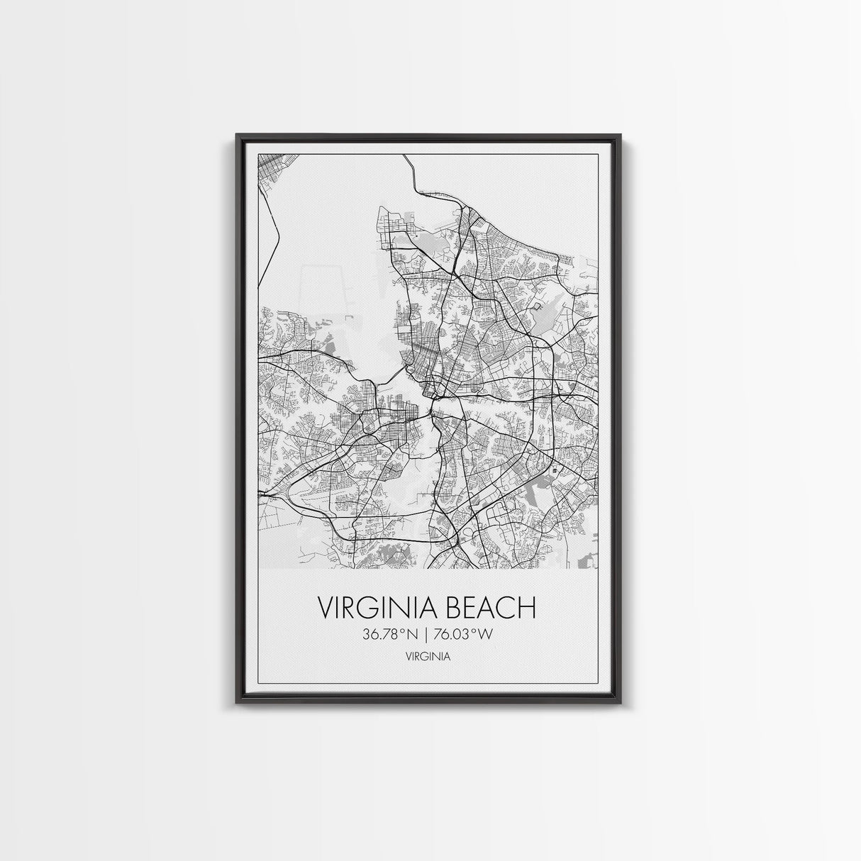 Virginia Beach Street Map, Virginia Map, City Map Print, Modern Wall Art, Wall Art, Canvas Print, Home Wall Décor Art, Moving Away Gift