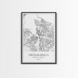 Virginia Beach Street Map, Virginia Map, City Map Print, Modern Wall Art, Wall Art, Canvas Print, Home Wall Décor Art, Moving Away Gift