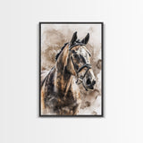 Majestic Horse Portrait in Sepia - Framed Canvas Print, Rustic Living Room Art, Western Bedroom Decor, Equestrian Art, Wall Art