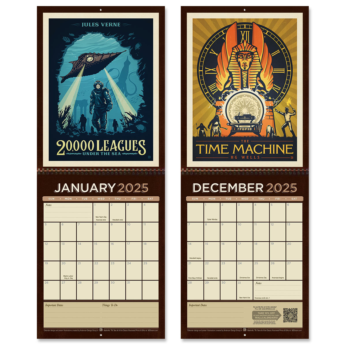 2025 Wall Calendar: Literary Classics