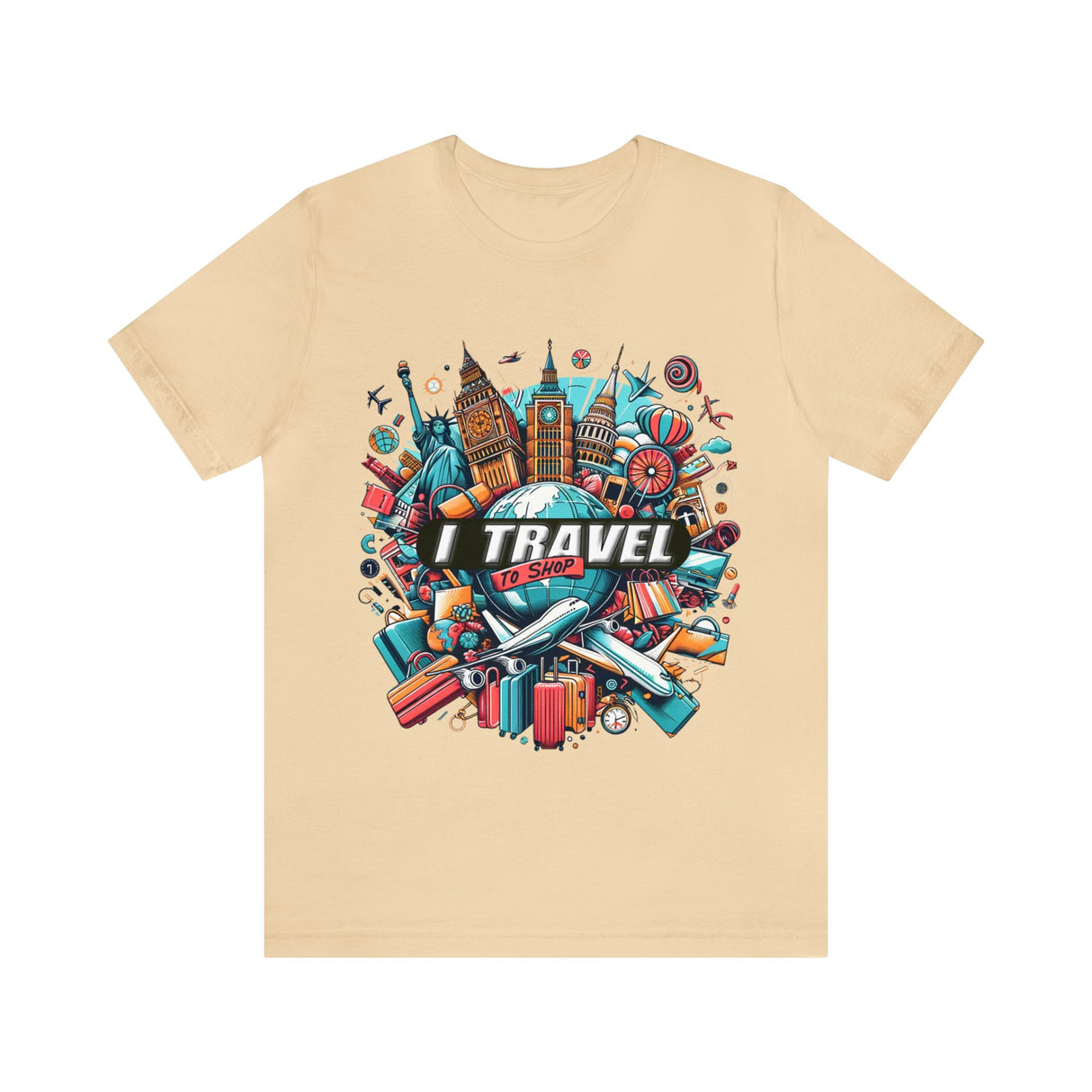 "I Travel To Shop" full color T-shirt