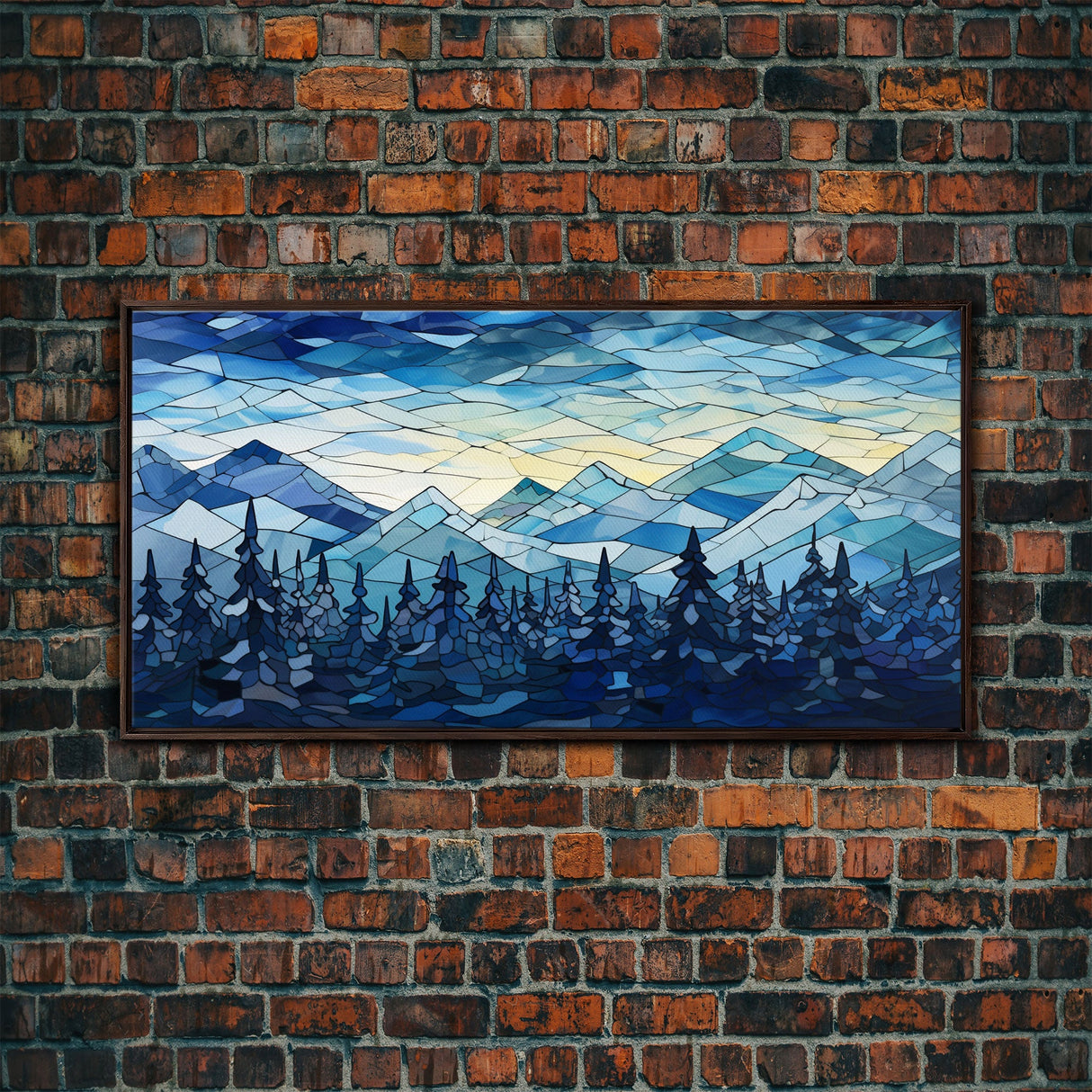 Abstract Wall Art, Winter Wall Art, Mosaic Wall Art, Nature Art Print, Canvas Print, Wall Hanging, Landscape Art, Camper Wall Decor