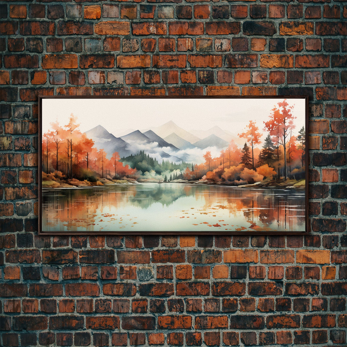 Watercolor Wall Art, Nature Art, River Wall Art, Fall Art, Canvas Print, Wall Hanging, Panoramic Art, Watercolor Nature Print, Wedding Gift