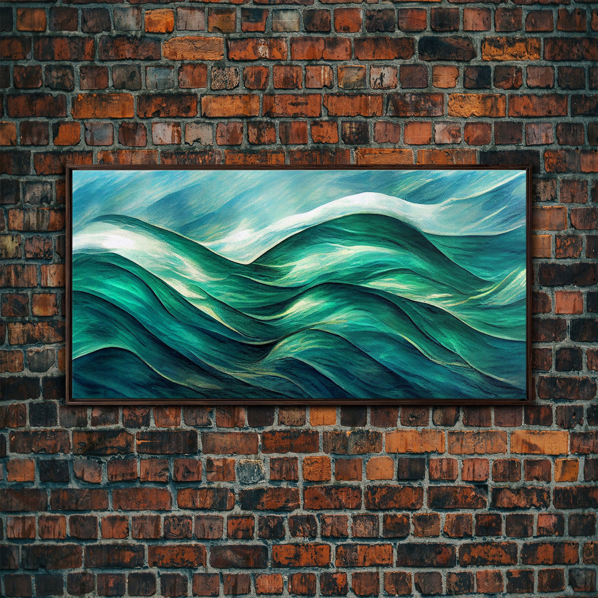 Ocean waves abstract art, canvas print, water color, sea green waves