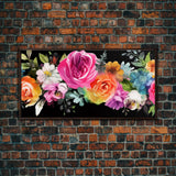 Abstract Flower Wall Decor, Floral Wall Art, Nature Wall Decor, Panoramic Wall Decor, Canvas Print, Wall Art, Framed Canvas Art