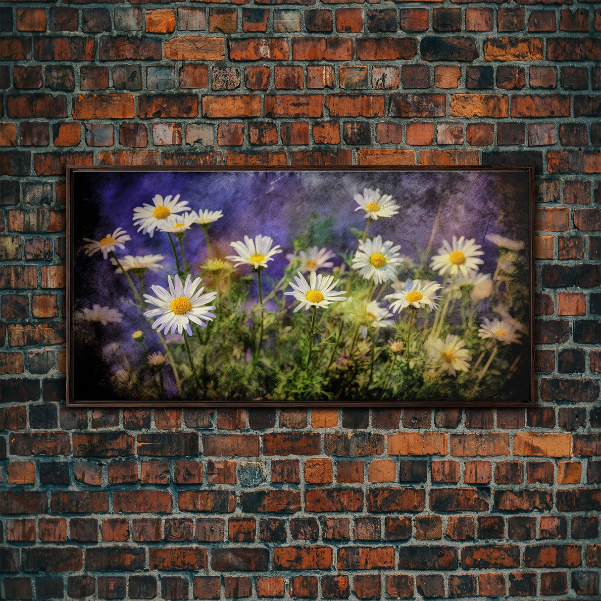 Wildflowers Wall Decor, Floral Wall Art, Nature Print, White Daisies, Panoramic Wall Decor, Canvas Print, Wall Art, Framed Canvas Art