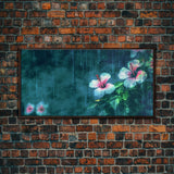 Hibiscus Flowers Wall Decor, Floral Wall Art, Tropical Flowers Wall Art, Panoramic Wall Decor, Canvas Print, Wall Art, Framed Canvas Art