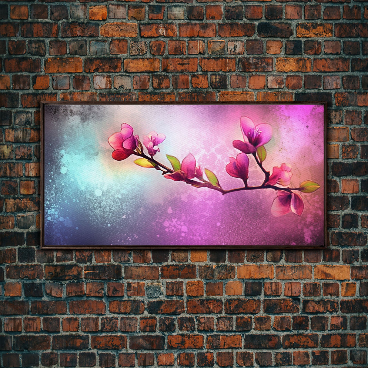 Cherry Blossoms Wall Art, Spring Flowers Wall Decor, Floral Wall Art, Panoramic Wall Decor, Canvas Print, Wall Art, Framed Canvas Art