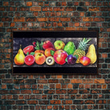 Fruits Wall Art, Food Wall Decor, Kitchen Wall Art, Panoramic Wall Decor, Canvas Print, Wall Art, Framed Canvas Art, Farmhouse Wall Decor,