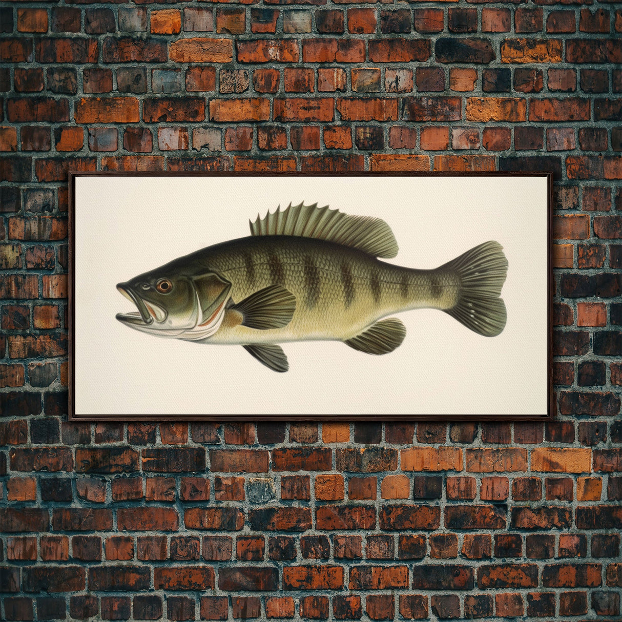 Bass Fish Wall Decor, Animal Wall Art, Nature Wall Art, Minimalist Art, Panoramic Wall Decor, Canvas Print, Wall Art, Framed Canvas Art