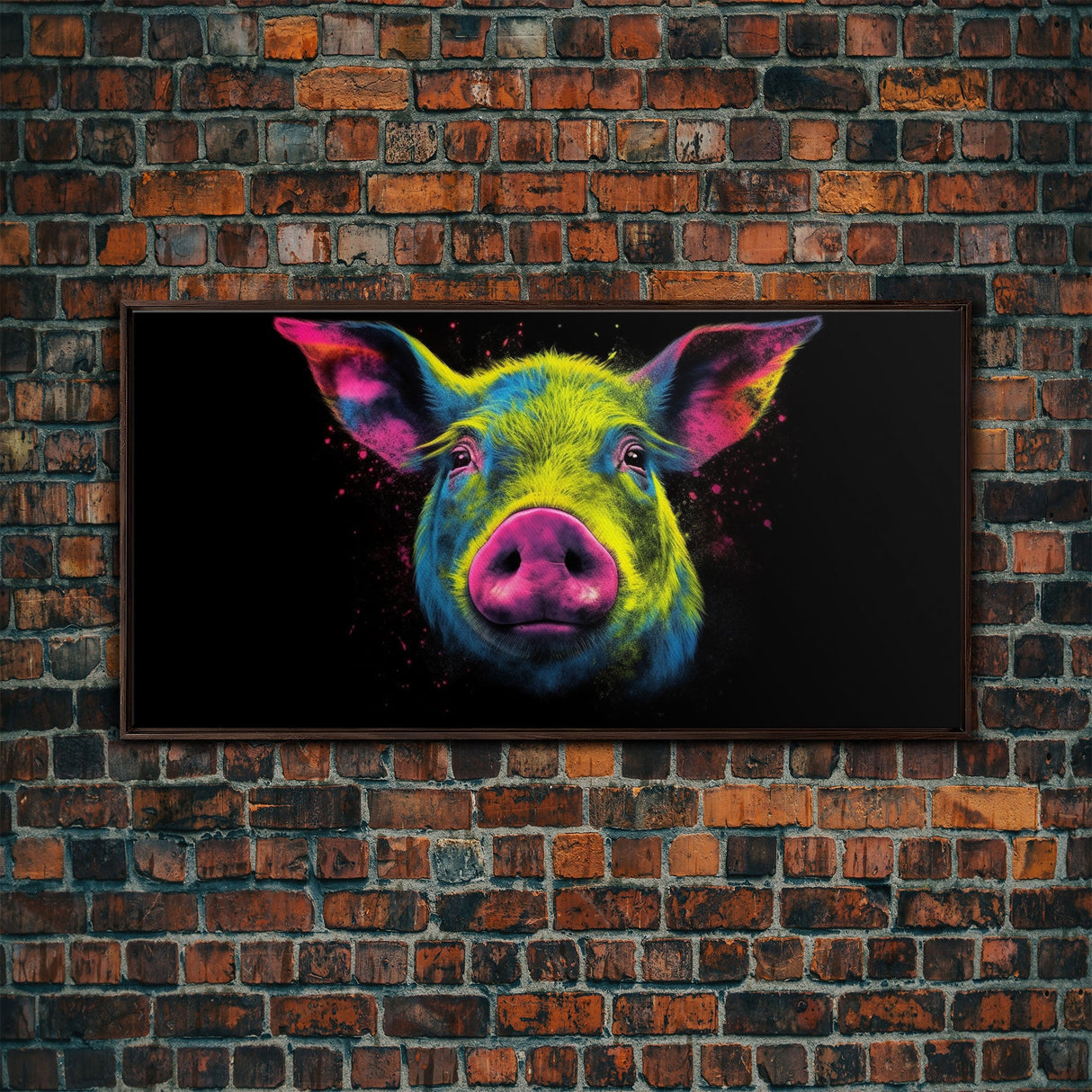 Pig Wall Art, Animal Wall Art, Nature Art, Farmhouse Art, Minimalist Art, Panoramic Wall Decor, Canvas Print, Wall Art, Framed Canvas Art